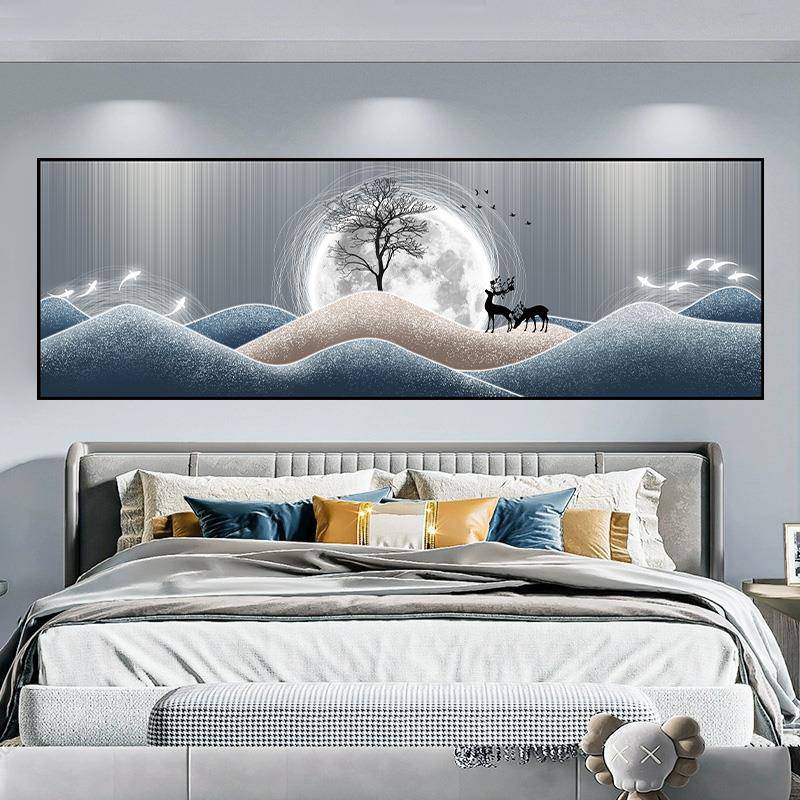 卧室床头装饰画3D立体自粘画客厅沙发背景墙酒店宾馆民宿贴壁画图片