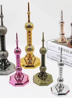 上海特色东方明珠塔模型摆件金属建筑模型旅游纪念品送老外礼品