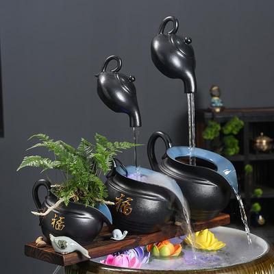 生态古法鱼缸陶瓷悬壶陶罐过滤循环流水配件庭院花园客厅造景装饰