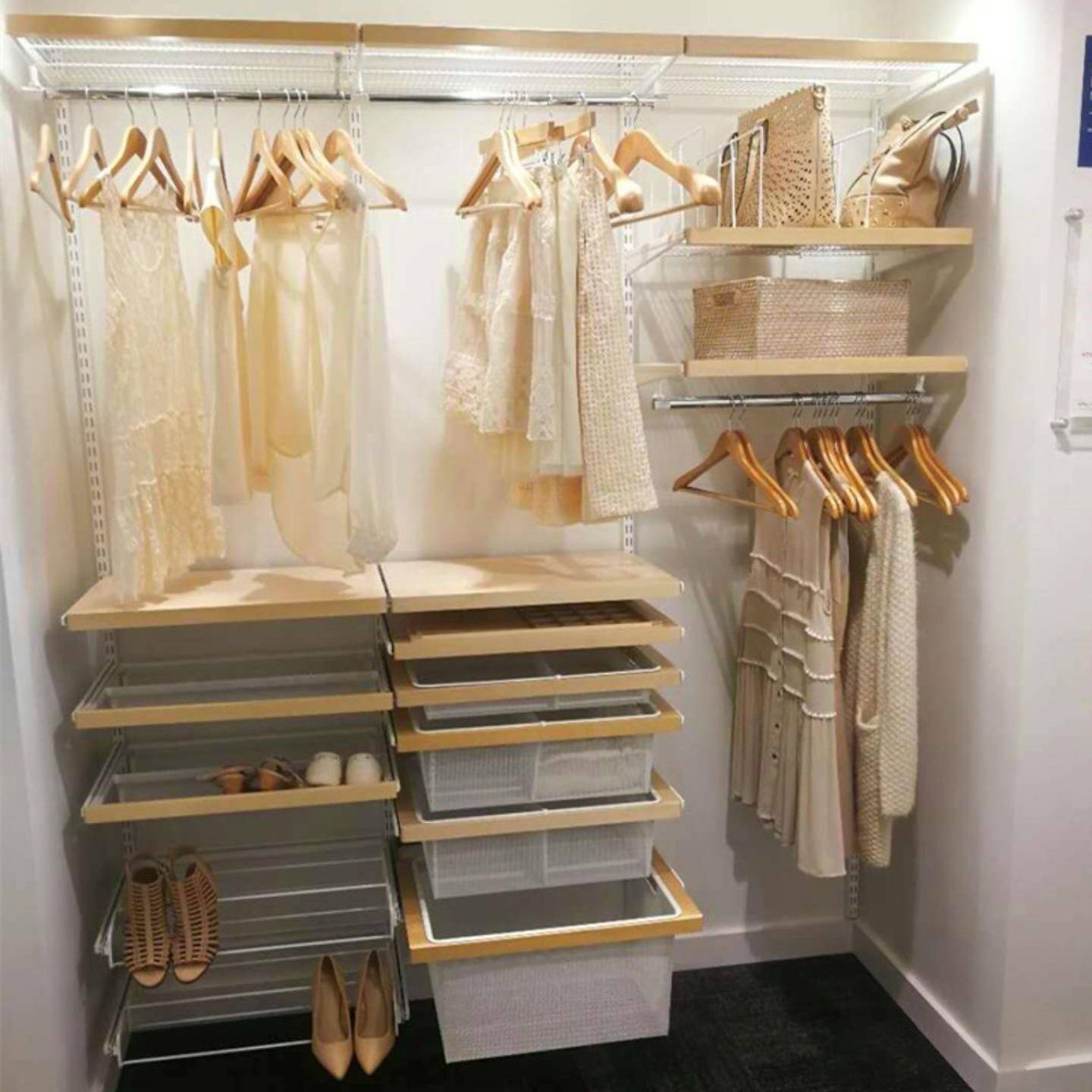 实木开放式衣柜金属架衣帽间系统衣橱卧室衣柜环保储物间设计定制