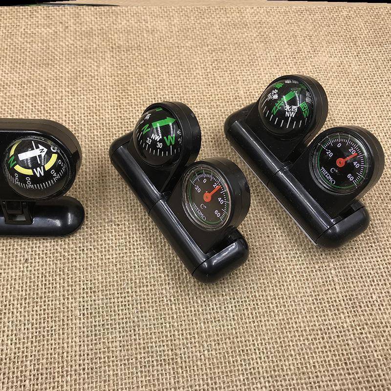 汽车用品专用车用车内测温仪指南针车载内饰指南球温度计二合一