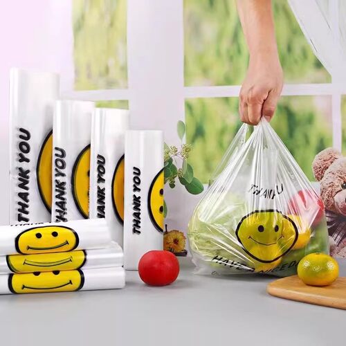 透明笑脸袋加厚外卖打包袋食品包装马夹袋笑脸袋垃圾袋食品手提袋