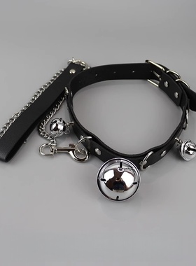 加长铃铛项圈男牵引绳大号项链