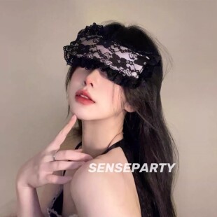 糖衣炮弹氛围感情调蒙眼面纱女纯欲性感黑色蕾丝边禁欲系遮光眼罩