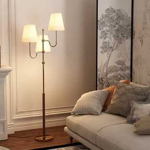 法式客厅落地灯侘寂美式复古高级感卧室中古风多头宫庭风立式台灯