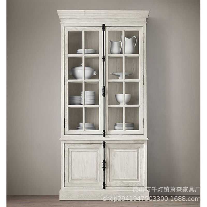 出口外贸美式乡村复古橡木实木书柜简约高端天地锁大书橱定制家具