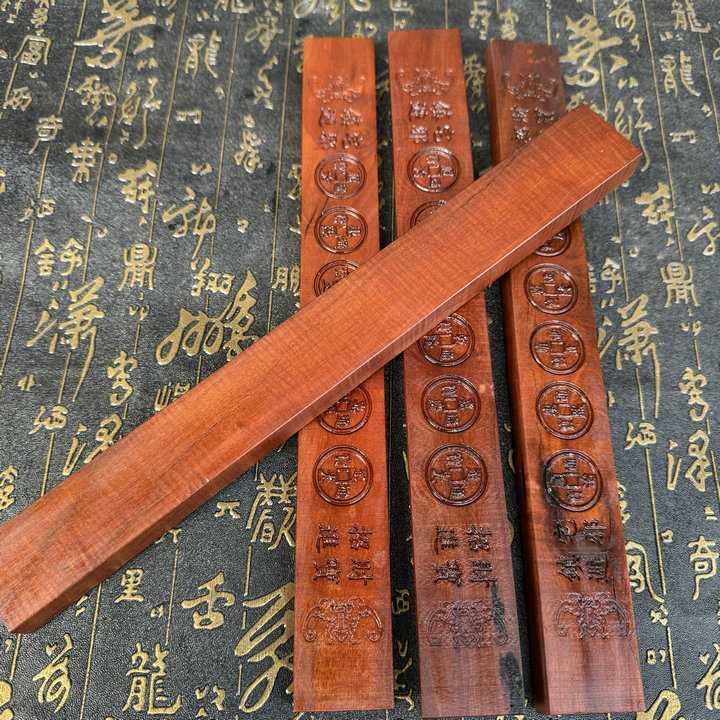 龙虎山书画枣木镇纸书法镇尺宣纸镇尺压精雕图金钱图尺
