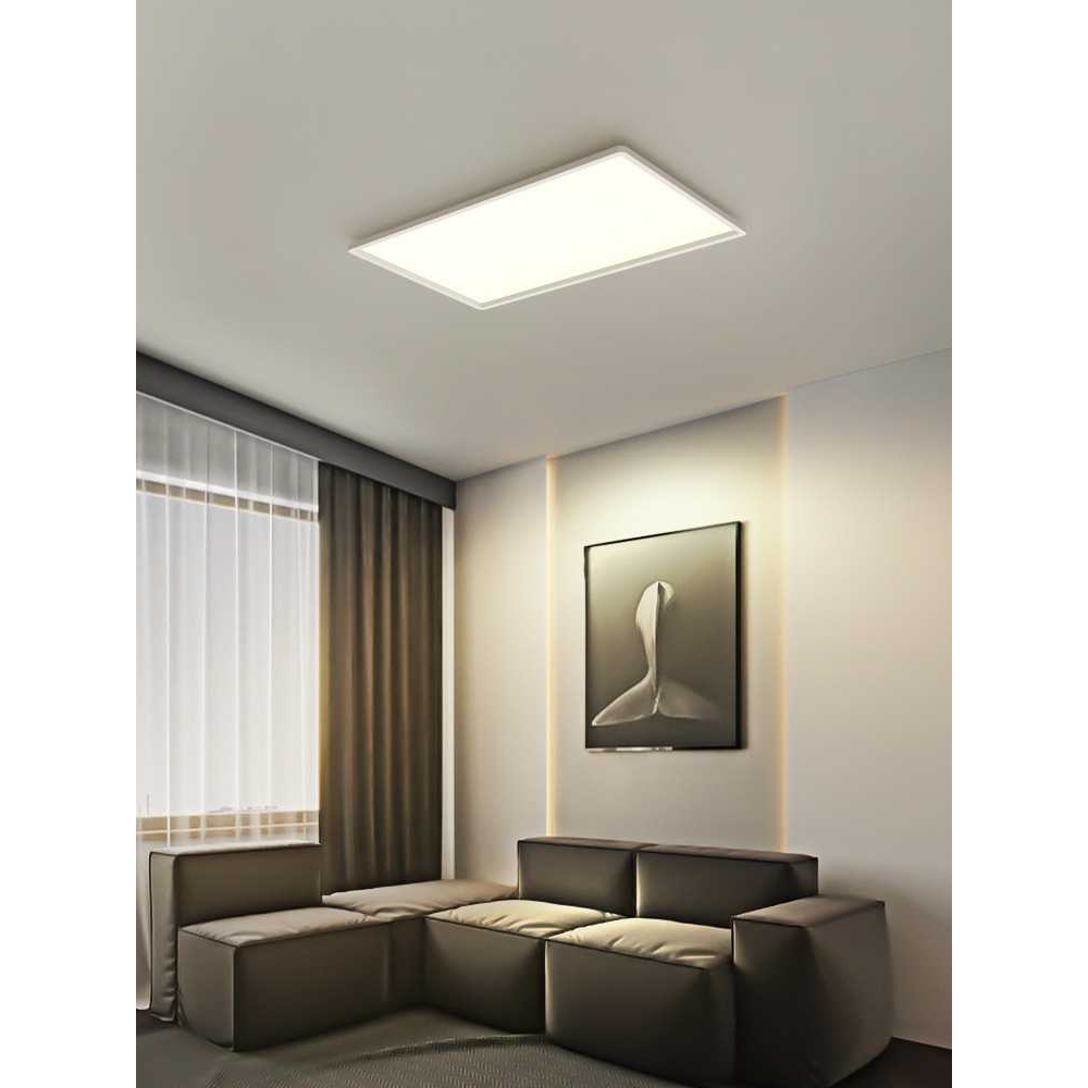客厅灯led吸顶灯现代简约黑色极简长方形超薄卧室灯房间北欧灯具