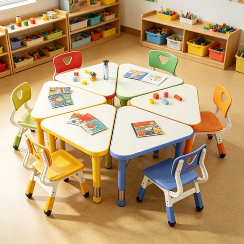 学生幼儿园早教托管可拼三角桌椅
