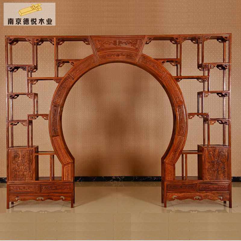 实木花梨木月洞门  博古架拱门  中式实木家具红木仿古