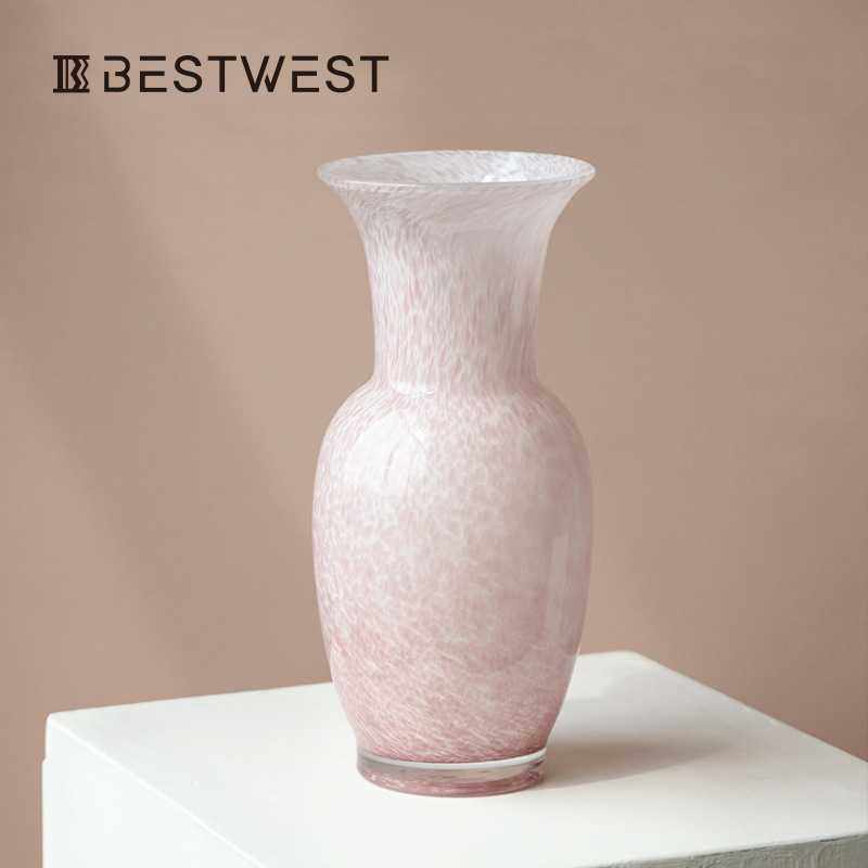 新中式粉色敞口玻璃花瓶摆件高级感客厅餐桌水养鲜花插花装饰花器,玩具/童车/益智/积木/模型,垂直悬浮玩具,淘宝优惠券,粉丝福利购,淘宝优惠卷