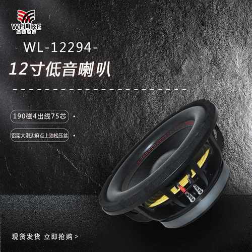 12寸铝架190磁75芯双出线2+2欧超低汽车低音炮 car subwoofer