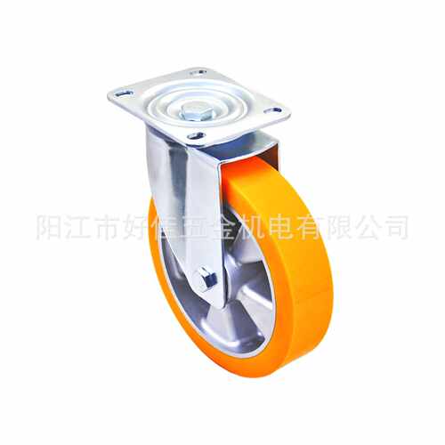 源头工厂产品200X50欧洲款好佳牌重型双轴承铝芯聚氨酯PU万向脚轮