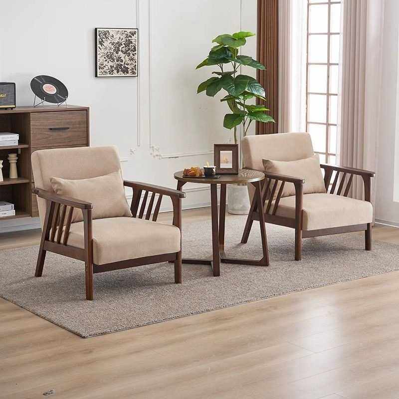 单人沙发椅实木休闲椅子现代简约客厅阳台民宿酒店桌椅日式家用