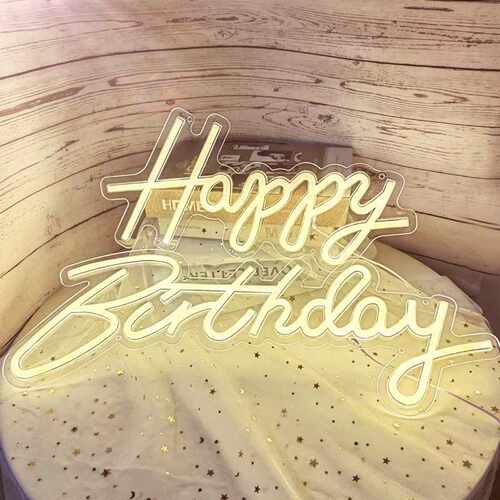 led装饰霓虹灯透明背板happy birthday生日快乐灯party字母造型灯