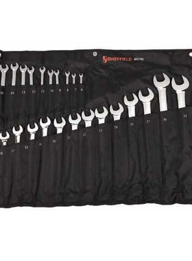 钢盾23件套铬钒钢公制两用扳手 梅开扳手套装S017103钢盾23件两用