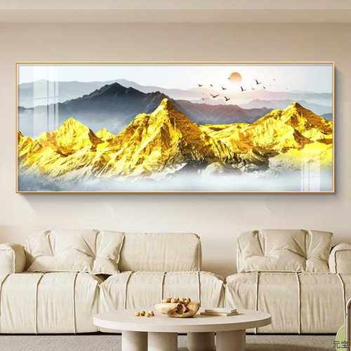 新款整张大气客厅装饰挂画现代简约沙发背景墙山水横版办公室壁画