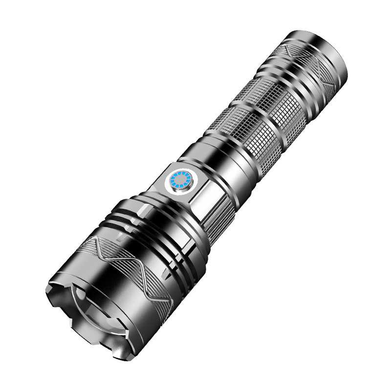 强光铝合金聚光手电筒远射户外家用充电大功率便携拉伸变焦手电筒