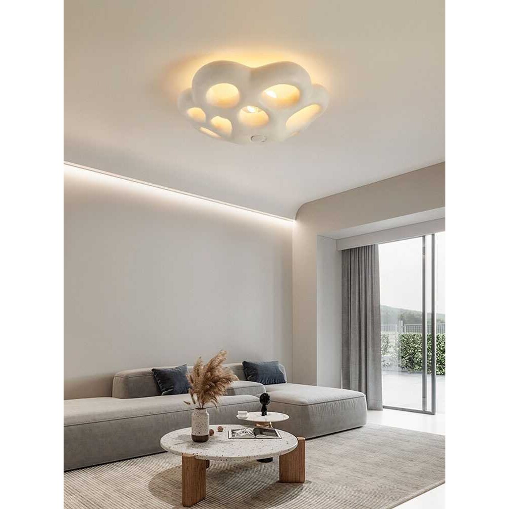 北欧极简主卧室吸顶灯设计师样板间灯饰圆形花瓣侘寂风房间灯具