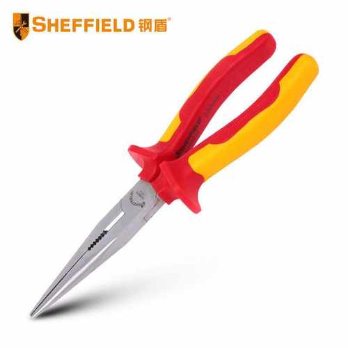 钢盾S046013绝缘尖嘴长嘴钳VDE耐压尖头寸钢丝夹紧耐磨防滑