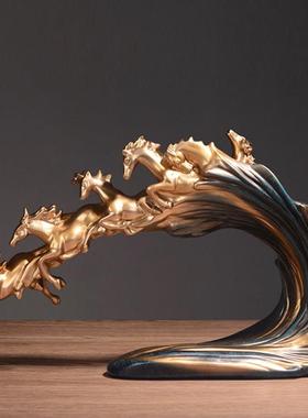 马摆件万马奔腾工艺品新房办公室桌摆设公司乔迁新店开业礼品