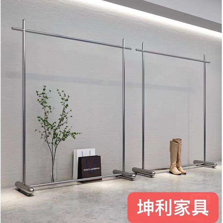 新款女装服装店展示架货架陈列道具不锈钢展示架子拉丝挂衣杆落地
