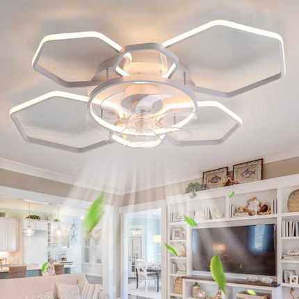 跨境LED智能吸顶风扇灯遥控无极调光卧室餐厅创意家用灯具