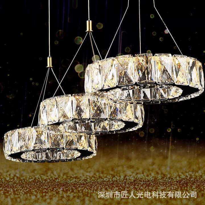 led餐厅灯水晶餐厅吊灯三头现代简约圆形客厅饭厅吧台餐桌餐吊灯