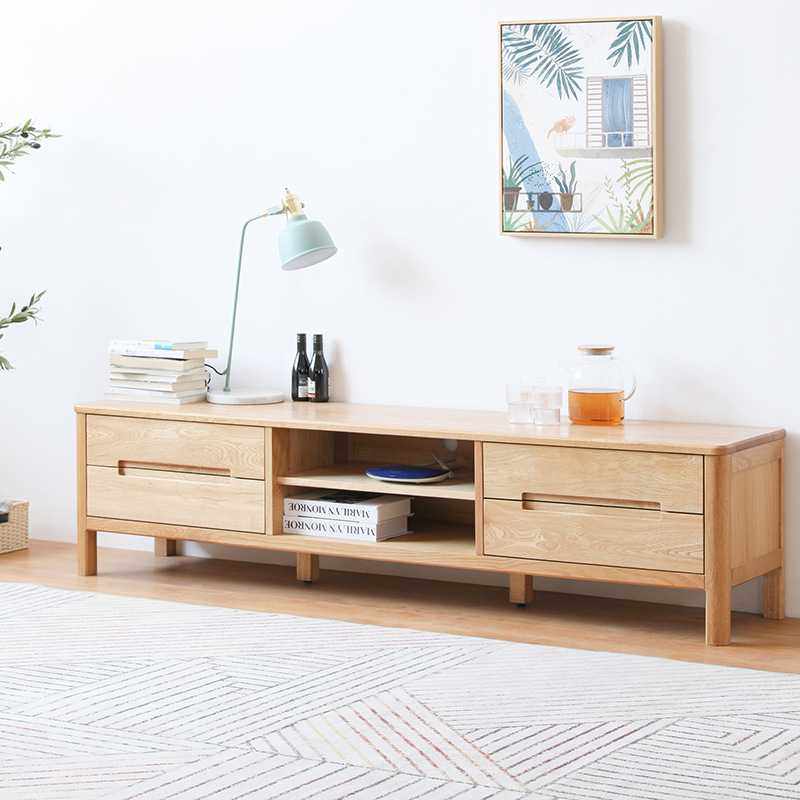 北欧简约纯实木电视柜白橡迷你小户型带抽屉简约现代日式客厅家具
