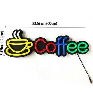 现代装饰超高亮咖啡厅霓虹灯广告牌LED COFFEE咖啡店营业中灯牌