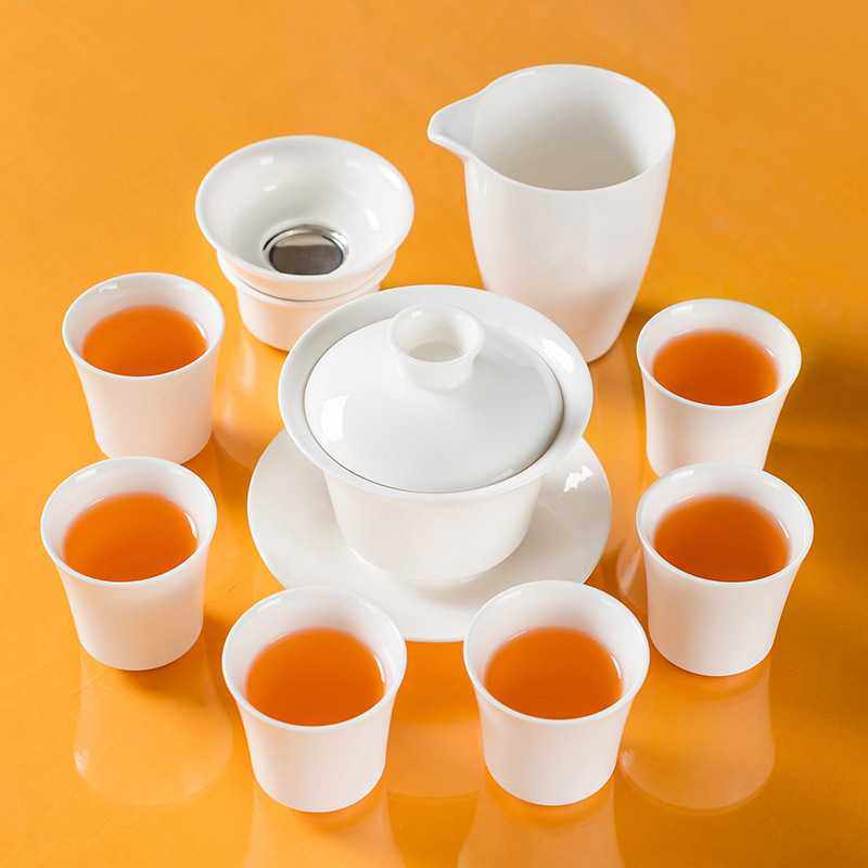白瓷茶具套装茶杯盖碗泡茶家用陶瓷功夫元旦开业商务礼品印制logo,农机/农具/农膜,其它农用工具,淘宝优惠券,粉丝福利购,淘宝优惠卷