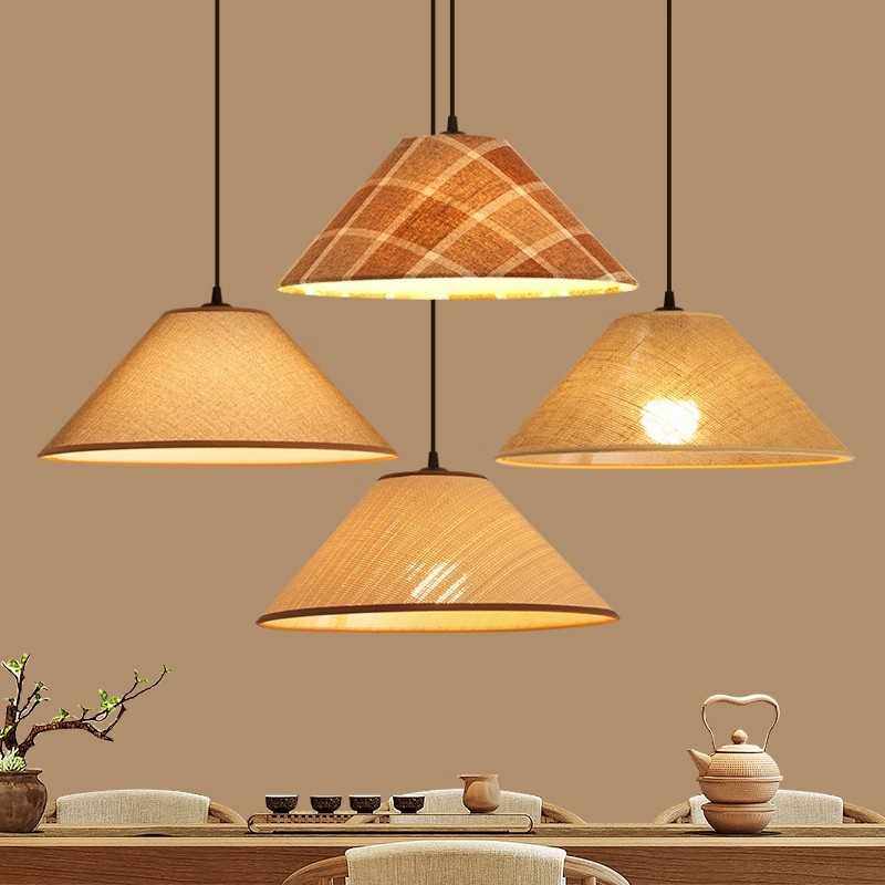 日式侘寂风创意个性现代餐厅客厅茶室禅意吧台民宿中古风布艺吊灯