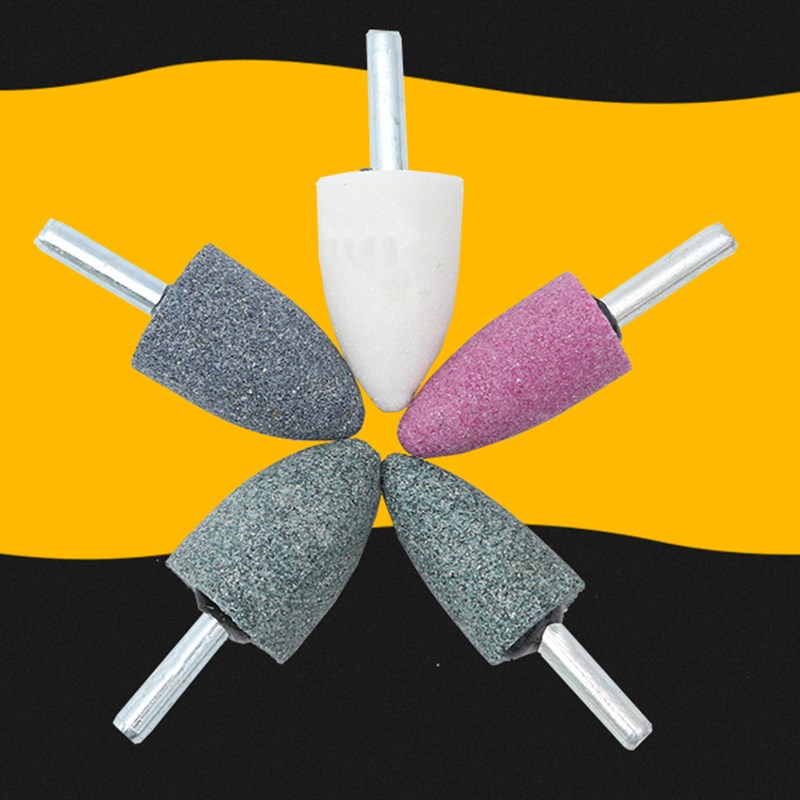 白刚玉砂轮磨头 金属打磨小电磨机用圆柱圆锥L形6mm电动抛光电磨