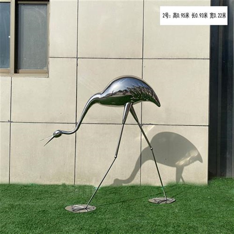 不锈钢室内仙鹤雕塑摆件镜面不锈钢仙鹤雕塑园P林景观商业美陈摆