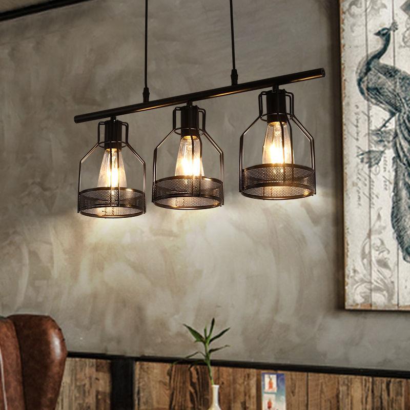 饭店咖啡厅灯酒吧吧台灯火锅店餐桌灯创意铁艺工业风吊灯商用店铺