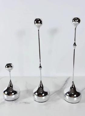 北欧金属水滴烛台摆件简约样板房客厅创意艺术软装饰品