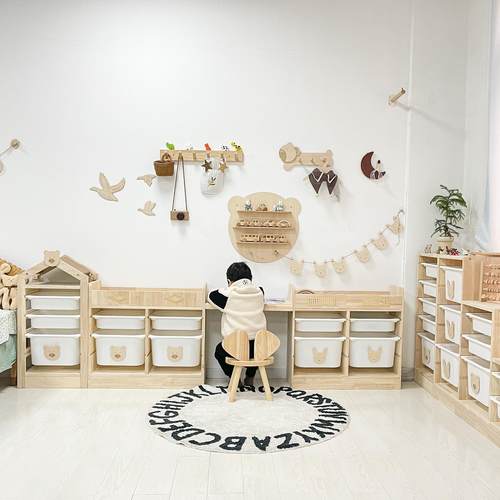 ins北欧风改造儿童房实木收纳架多层简易大容量储物组合分类柜