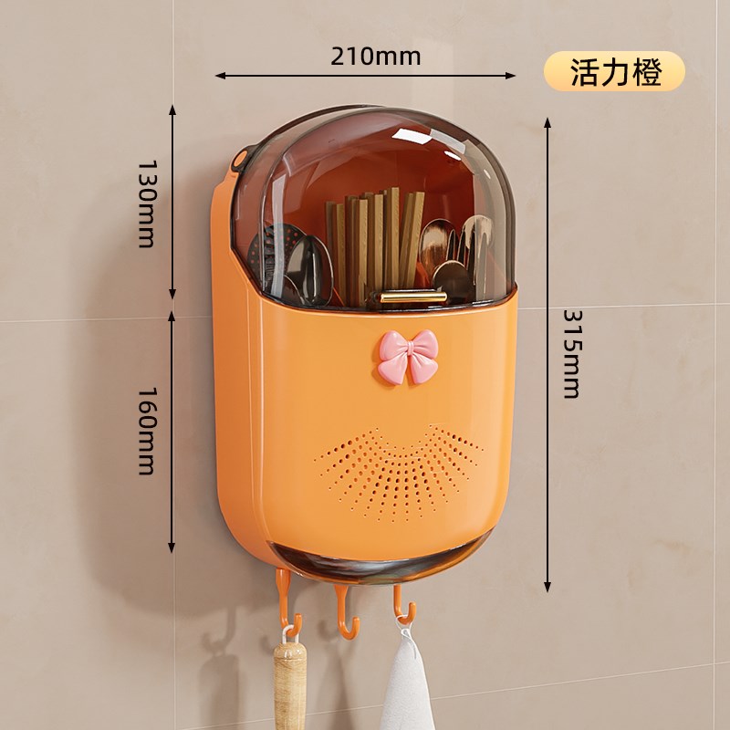 筷子收纳b盒带盖筷笼筷筒壁挂式厨房置物架家用高档新款放勺子笼
