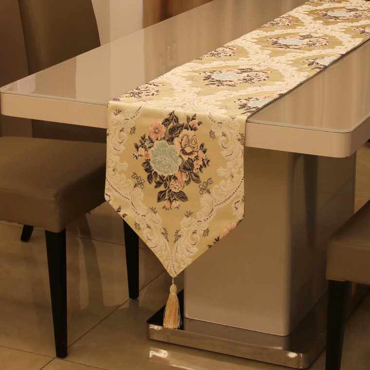 3Q妈咪 简欧精密牡丹亭桌旗 美式简约欧式现代餐桌床尾巾软装布