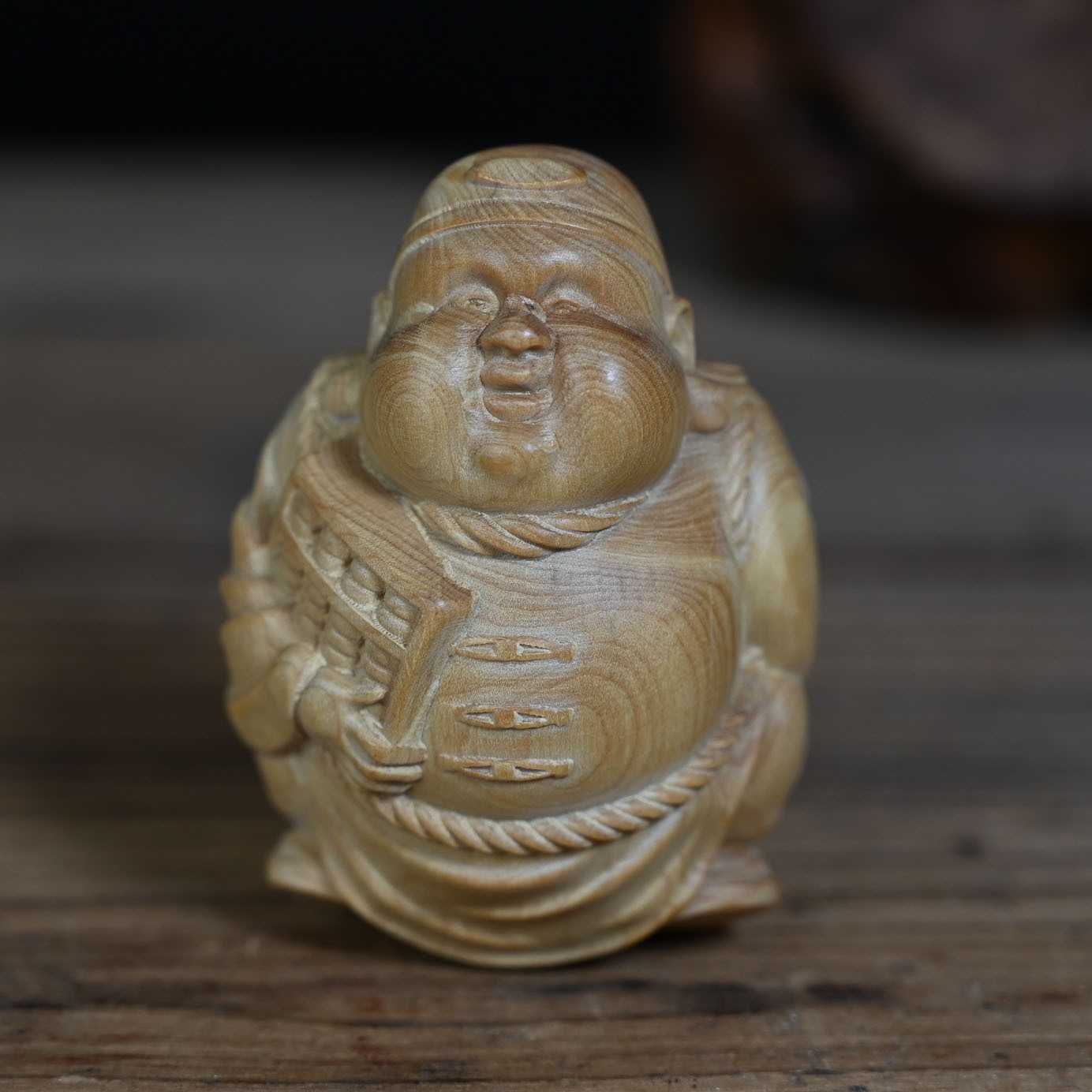 小叶黄杨木财主手把件 富甲一方木雕工艺品家居办公小摆件