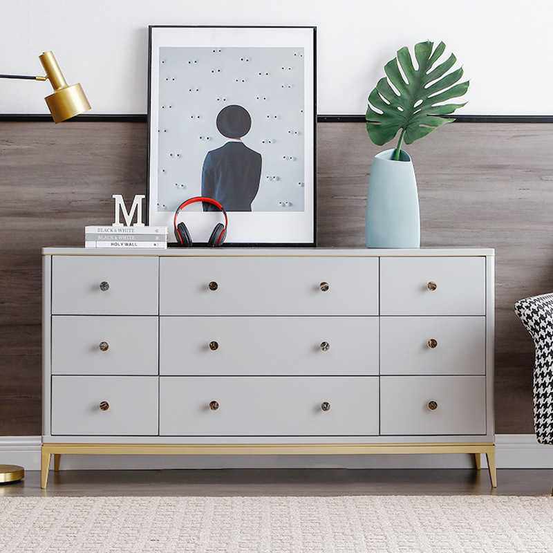 美式轻奢九斗柜卧室意式轻奢实木收纳柜客厅后现代储物柜家具定制