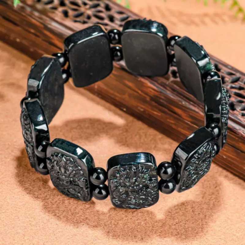 天然翡翠a货墨翠男士龙牌单片散片手链手工精雕龙牌九龙护主手牌