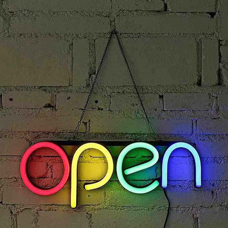 24小时OPEN灯牌LED广告牌欧美 跨境电商亚马逊OPEN霓虹指示灯牌