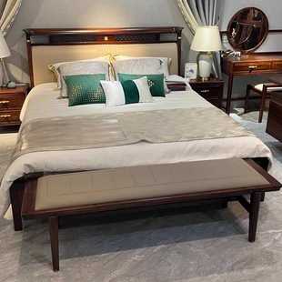 新中式乌金木床全实木软靠双人床轻奢1.8m婚床主卧禅意样板房家具