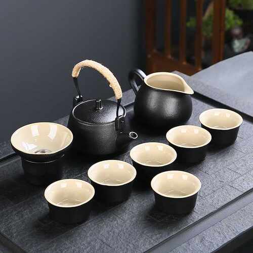 黑陶提梁壶功夫茶具套装礼品制作LOGO银行房地产活动礼品陶瓷茶具