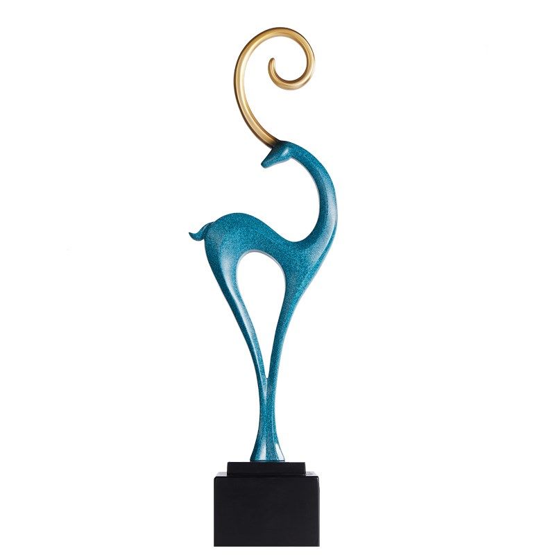 入户玄关壁龛鹿摆件客厅电视柜两边竖高轻奢高级感落地艺术软装饰