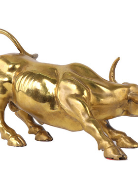 黄铜牛摆件家居装饰品客厅办公室招财转运牛气冲天华尔街旺市牛