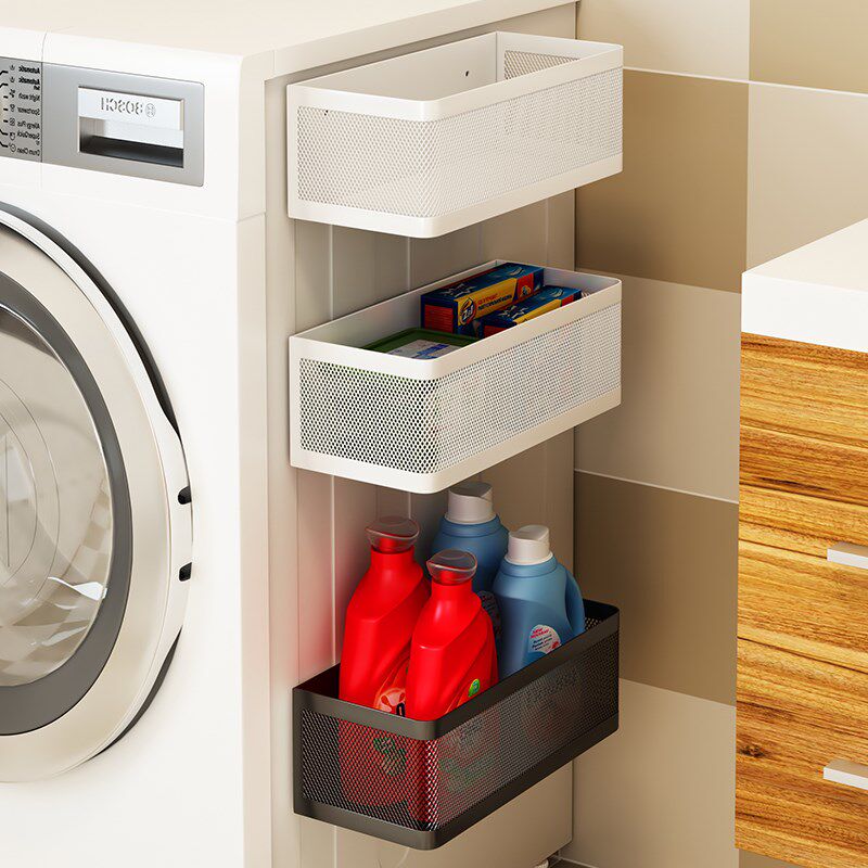 洗衣机侧面磁吸置物架阳台收纳盒滚筒侧边篮磁铁挂架浴.室空间利