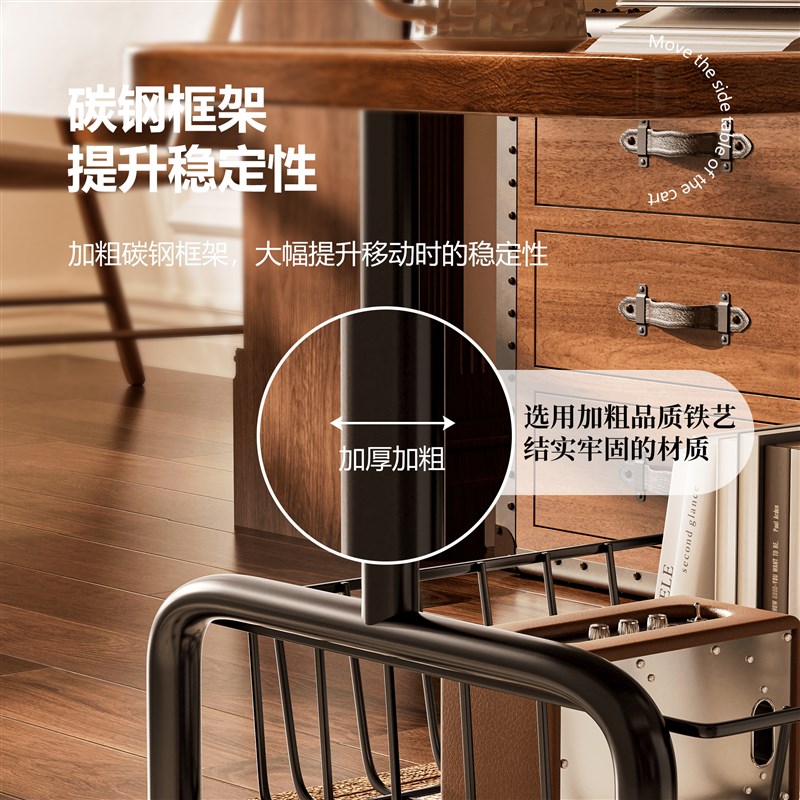 沙发边几可移动客厅n小推车置物架带轮奶油风小茶几家用简易小桌
