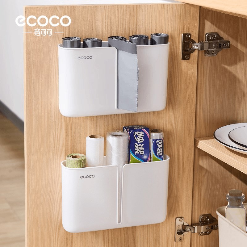 垃圾袋收纳神器厨房壁挂式免v打孔大容量塑料袋抽取盒垃圾袋收纳